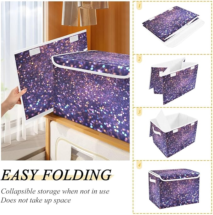 Diamonds Crystals Gradient Glitter Decoration Sequins Peach Purple Blue Cyan White Yellow Storage Bins with Lids Foldable