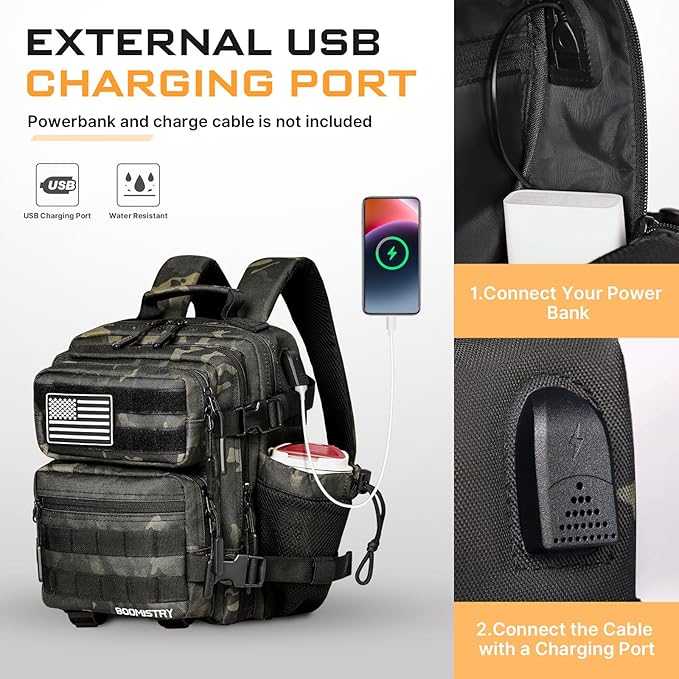 Boomistry 15L Mini Tactical Backpack Small Tactical Backpack for Men and Women Military Backpack for Gym Hiking Daily (Black Camo-15L)