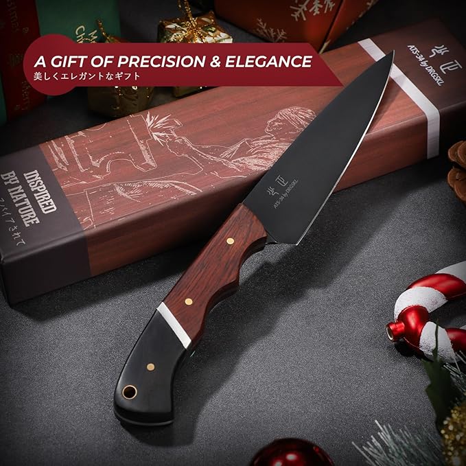 Kitchen Utility Knife From Japan - Small Chef Knife 5 Inch Forged from a Single Piece of High Carbon ATS-34 Steel Full-Tang Paring Knife with Walnut Handle for Fruit and Vegetable Ideal Gift