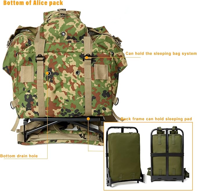 MT Military Alice Pack Large Army Survival Combat ALICE Rucksack Backpack 55L SDF Camo