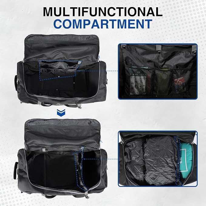 REDCAMP 85L/120L/140L Foldable Duffle Bag with Wheels Large Travel Duffel Bag