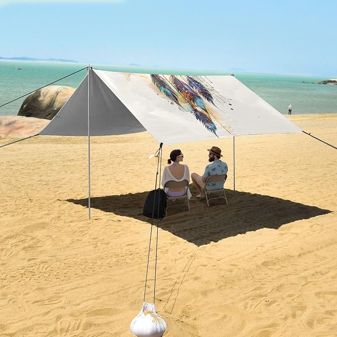 ALAZA Ethnic Dreamcatcher and Butterfly Beach Tent Sun Shelter Portable Canopy Sunshade for Outdoor Camping Picnics Backyard Fun 10x9 ft