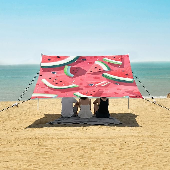 ALAZA Red Tasty Watermelons Slices Beach Tent Sun Shelter Portable Canopy Sunshade for Outdoor Camping Picnics Backyard Fun 10x9 ft
