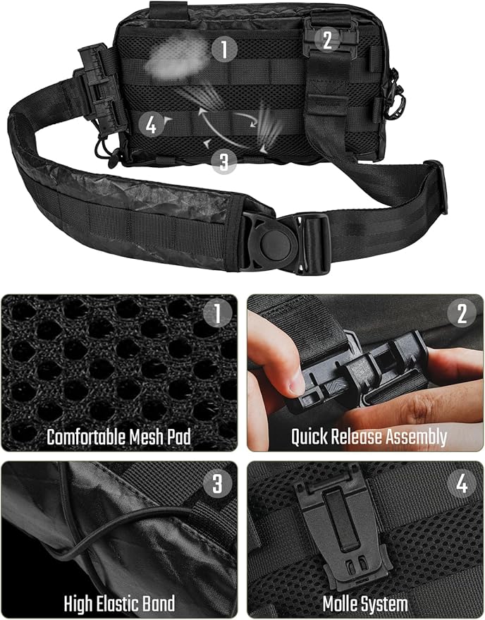 TACTICAL_GEEK Cache L3 Crossbody Shoulder Bag Multipurpose Daypack Chest Backpack Casual Sling Bag for Men &amp Women (Black Orange)