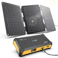 JIYHF Portable Power Station 99.9Wh with Foldable Solar Panel 30W Laptop Charger &amp Backup Power with 65W USB-C PD 100W AC Outlet 12V DC Output LED Light for Camping Home Backup Emergency RV