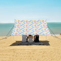 ALAZA Cute Shark Bubble Rainbow Color Beach Tent Sun Shelter UPF50+ Protection Beach Shade Canopy w/ 4 Sandbags for Outdoor Camping Fishing Backyard Fun Picnic 10x9 ft