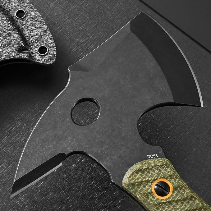 C1342 Camping AxesDC53 Steel Blade Micarta Handle Chopping Axe Bushcraft Camping Axes Survival Hatchet Full Tang Axe for Hiking Hunting Camping Splitting Chopping Wood(Green)