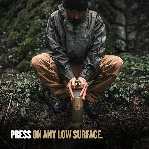 GRAYL GeoPress 24 oz Water Purifier Bottle - Filter for Hiking Camping Survival Travel (Coyote Brown)