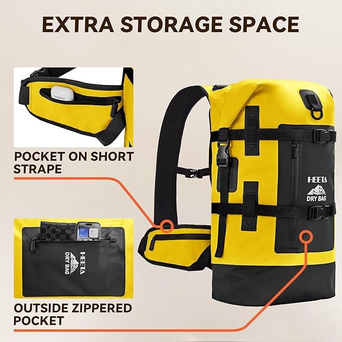 HEETA Dry Bags Waterproof Backpack 40L for Men &amp Women Roll Top Heavy Duty Cushioned Hiking Backpack for Kayaking Boating Paddle Boarding Fishing Travel Camping Beach Vacation Cruise Ship Essenti
