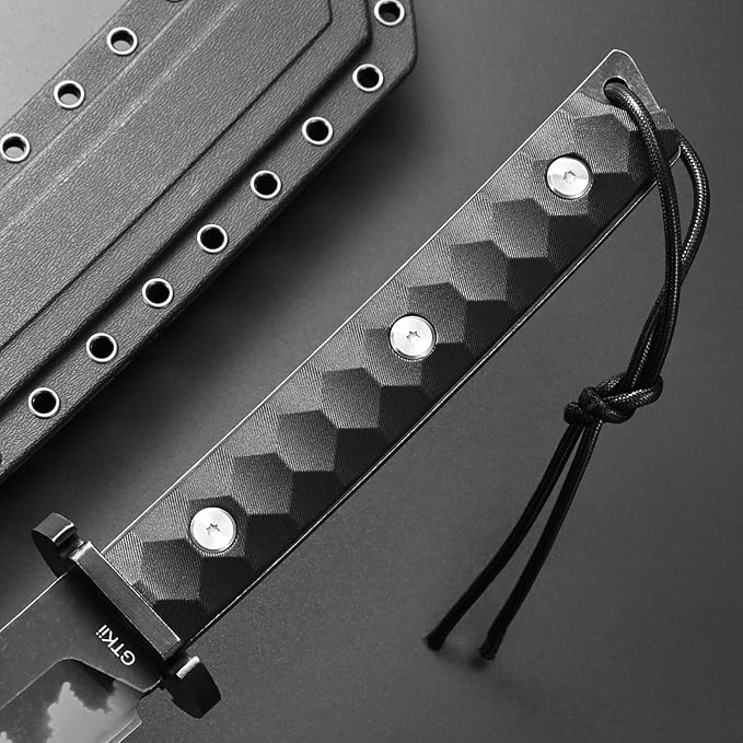GTK33 Fixed Blade Knife AUS-10 Steel Blade Full Tang Nylon Fiberglass Handle Cool Style Knifes for Outdoor Camping Adventure Collection (Black)