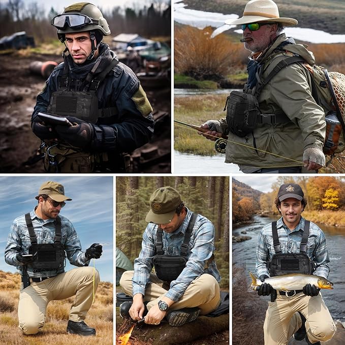 Tactical Chest Pack EDC Chest Bag 2L Utility Molle Chest Rig Pouch with CCW Compartment Adjustable Strap Outdoor