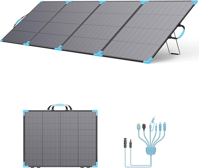 400W Bifacial Portable Solar Panel for Power Station 23.5% High Efficiency ETFE Foldable Solar Charger for Camping EssentialsIP68 Waterproof 3 Reinforced Kickstands for RV Off-Grid Blackouts