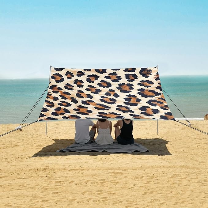 ALAZA Leopard Spot Design Pattern Beach Tent Sun Shelter Portable Canopy Sunshade for Outdoor Camping Picnics Backyard Fun 10x9 ft