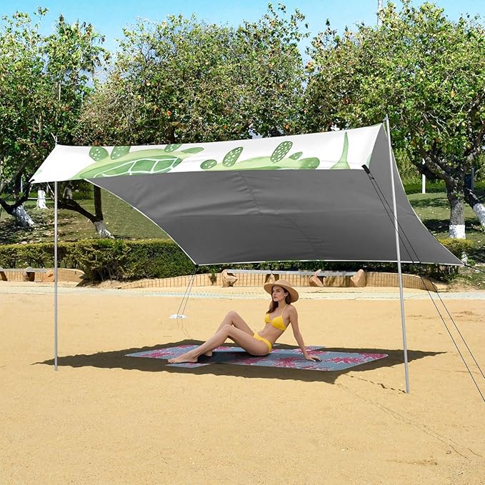 ALAZA Cute Watercolor Turtle Pattern Beach Tent Sun Shelter Portable Canopy Sunshade for Outdoor Camping Picnics Backyard Fun 10x9 ft