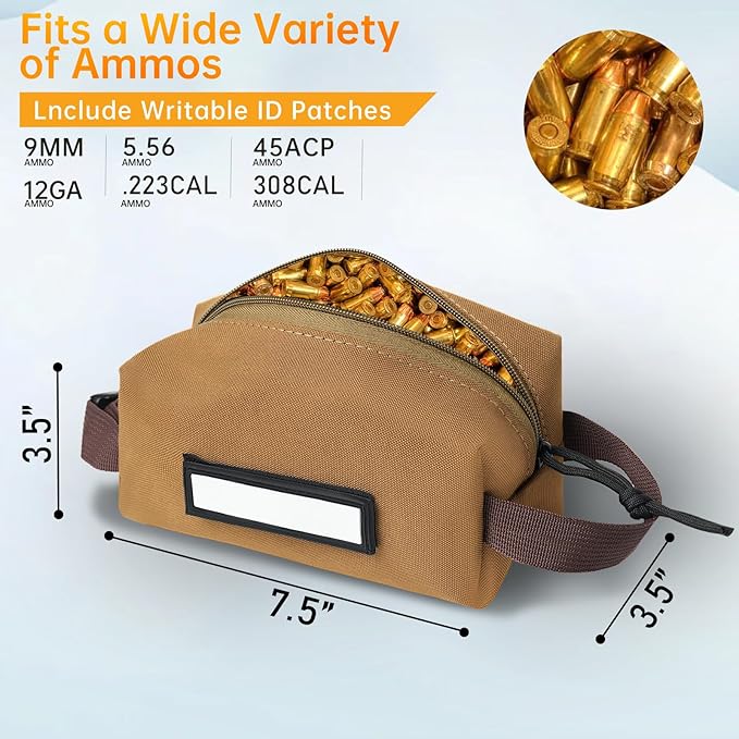 Tactical Ammo Pouch Loose Sacs Ammunition Carrier Bag with ID Patches