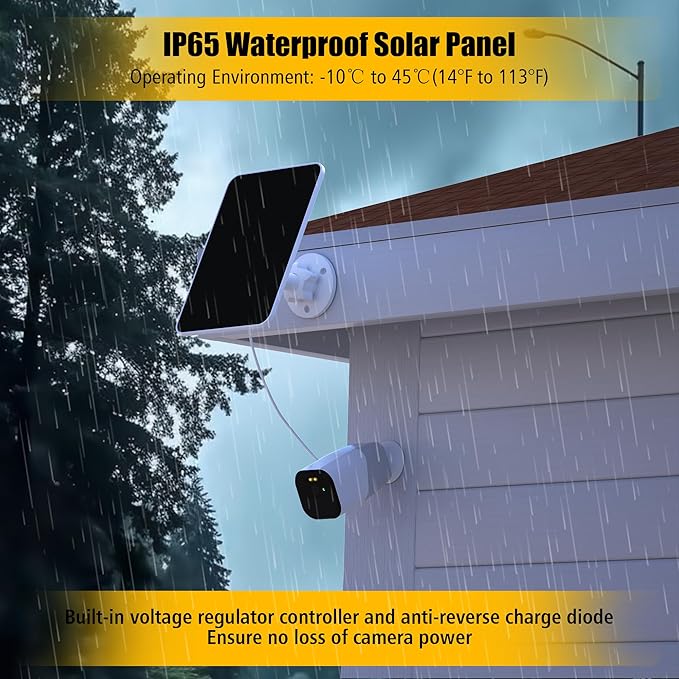 Solar Panel for eufy CameraSecurity Camera 4W Solar Panels for eufyCam E 2/2Pro 2C/2C Pro soloCam E20/E40 IP65 Waterproof USB-C Solar Panel Charger for eufy with Micro USB &amp Rubber Plug (4 P
