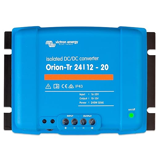 Victron Energy Orion-Tr DC to DC Converter - 24/12-Volt 20 amp 240-Watt - IP43 Protected - for Dual Battery Systems - Isolated