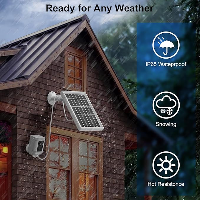 Solar Panel Charger for Ring CameraSpotlight Cam Plus/Pro and Stick Up Cam Battery 6V 3W 13.1Ft Fast Charging Cable