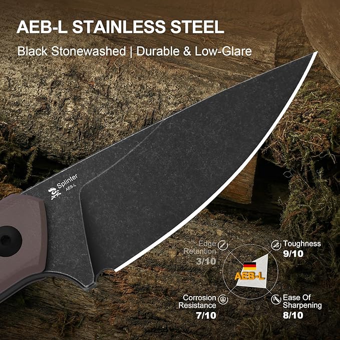 Kizer Splinter Fixed Blade Knife 3.15 AEB-L Blade Brown &amp Black G10 Handle Small EDC Fixed Blade Knife with Kydex Sheath for Hunting Camping Survival Outdoor Adventure 1087A2