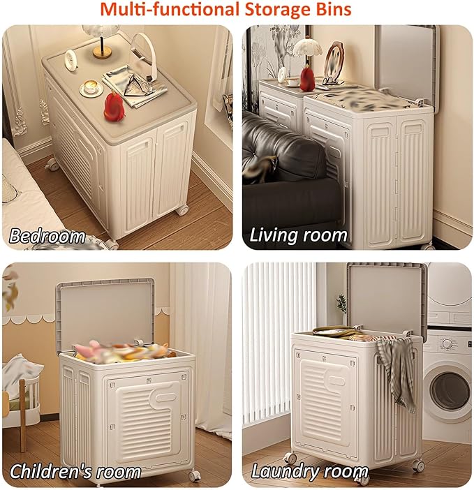 Foldable Clothes Storage Bin With Lid 125L/114QT Large Capacity Closet Organizer With Wheels Home Storage Box For Living Room Bedroom Laundry Room