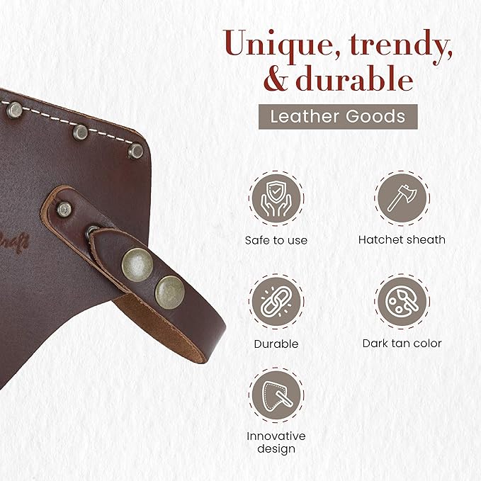 Style n Craft Camper/Sportsman's Hatchet Sheath Full-Grain Leather Axe Sheath with Secure Covering