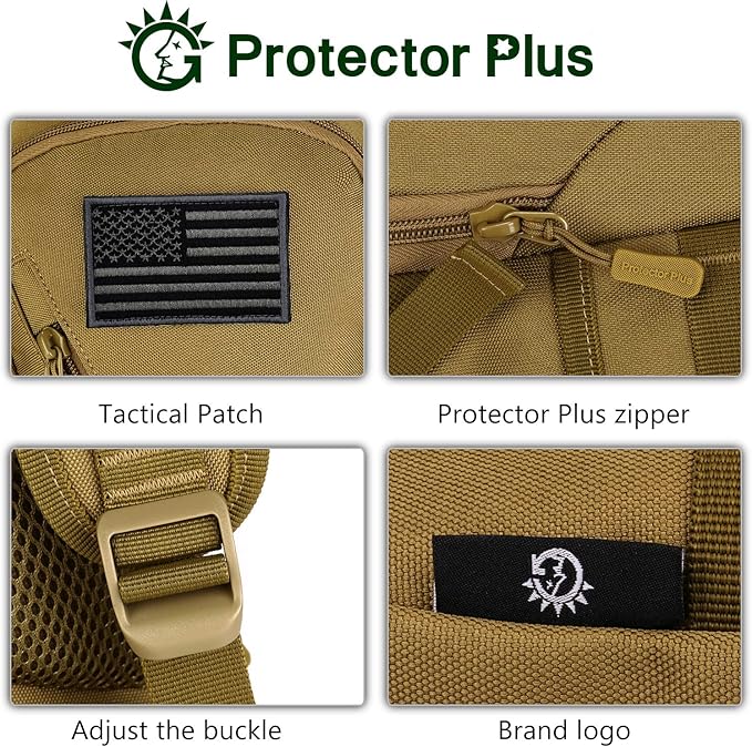 Protector Plus Tactical Motorcycle Backpack Small Military Cycling Pack Bug Out Bag (Patch Included)