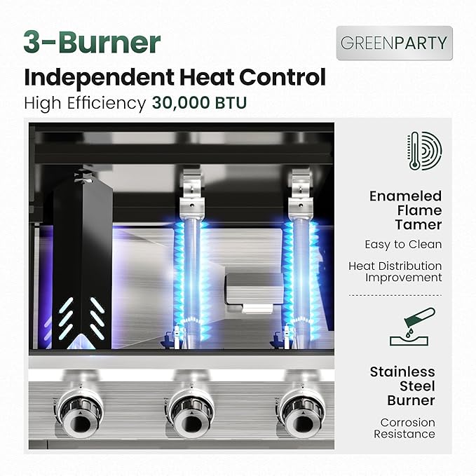 3-Burner Gas and Charcoal Grill Combo with Offset Smoker 30000 BTU Dual Fuel Grill 839 Sq. In. Cooking Area BBQ Grill Ideal for Outdoor Cooking Patio Backyard Balcony