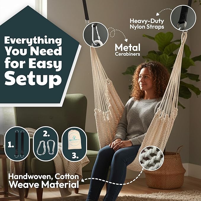 Abby &amp Noah Improved Sensory Swing for Adults &amp Kids (Large - 108x75) | Autism &amp ADHD Indoor &amp Outdoor Therapy Swing | Ceiling Hanging Sensory Hammock | Kids Indoor Swing | Holds Up