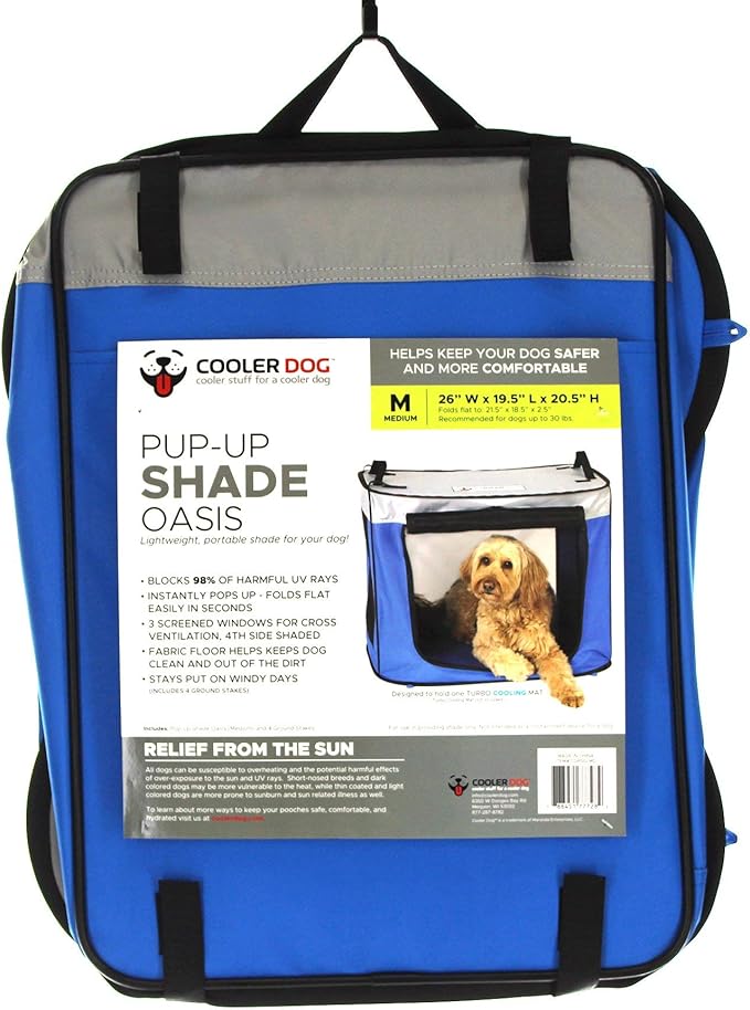 CoolerDog Pop Up Dog Shade Tent – Portable UV Sun Protection Shelter for Medium Dogs Outdoor Beach &amp Camping Sun Shade (Medium)