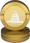 Don’t Tread on Me Zyn Metal Can | Pouch Container | Moisture &amp Odor Proof Snus Can | Zyn Accessories | Laser Engraved Gadsden Flag Design (Gold)