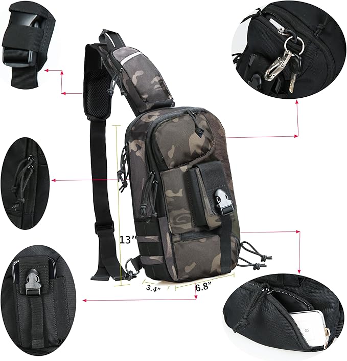 Sling Backpak Tactical Chest Pistol Bag Shoulder Bags Crossbody Sling Backpack Holster Bag for Concealed Carry