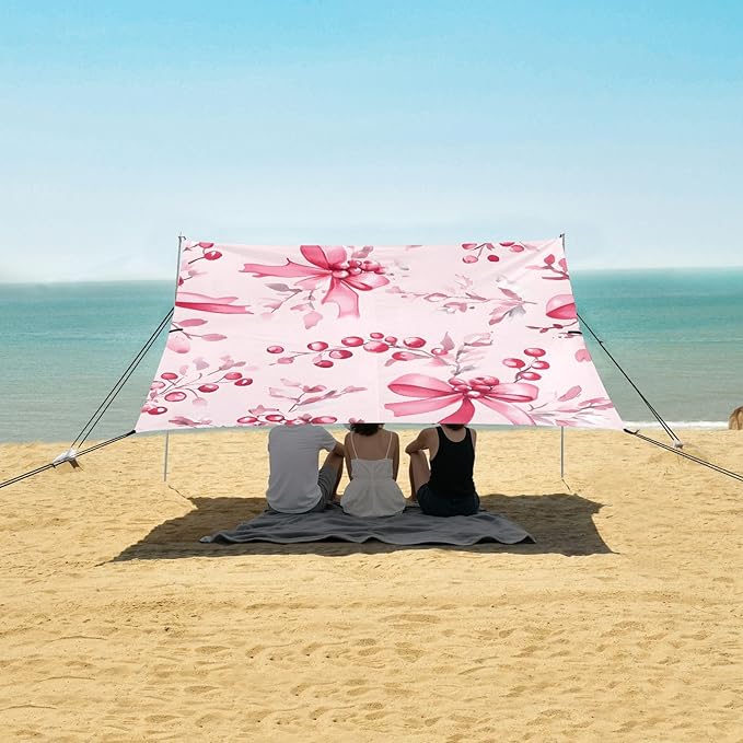 ALAZA Bow Cherry Pattern Beach Tent Sun Shelter Portable Canopy Sunshade for Outdoor Camping Picnics Backyard Fun 10x9 ft