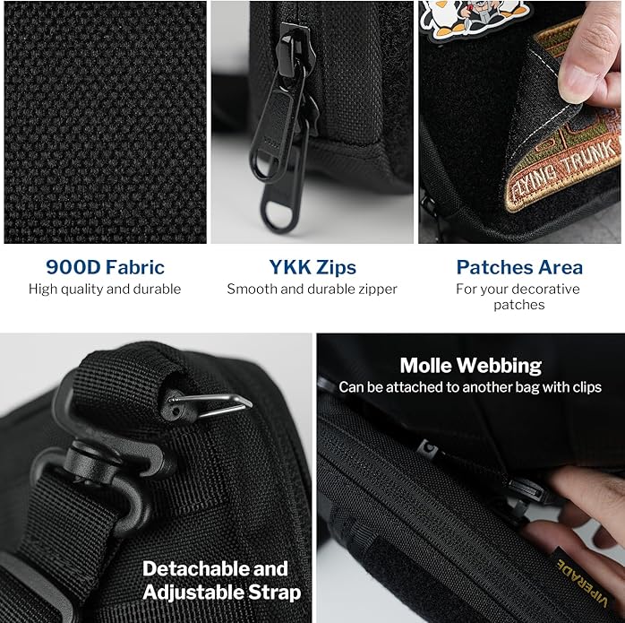 VIPERADE CHS3 Tactical Utility Pouch Organizer Molle EDC Waist Pouch Shoulder Bag with Adjustable Strap EDC Sling Bag Tactical Fanny Pack for Men
