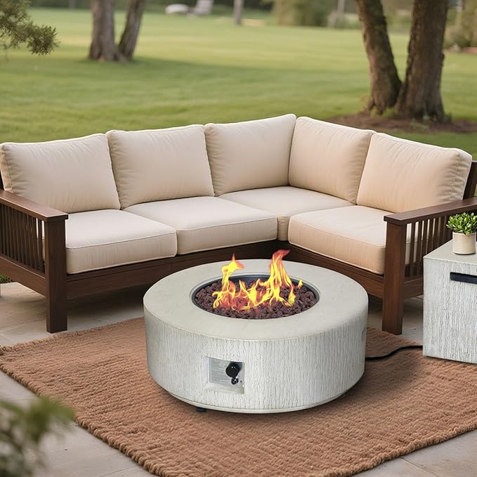 Afterglow Firepits All Terrafab External Gas Tank for Outdoor Use Round 50000Btu Gray