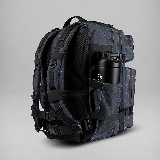 WOLFpak 45L Athletic Gym Backpack - Durable 1000D Waterproof Oxford Material with MOLLE Webbing Laptop Pocket &amp Dual Cup Holders Durable Fitness/Travel/Military Daypack (Strength Club)