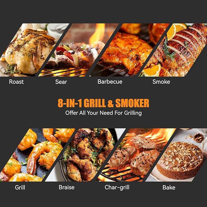 Z GRILLS Wood Pellet Smoker Grill 8 in 1 BBQ Grill with Auto Temperature Control 697 sq in Cooking Area for Backyard Patio and Outdoor Cooking 7002E Sliver