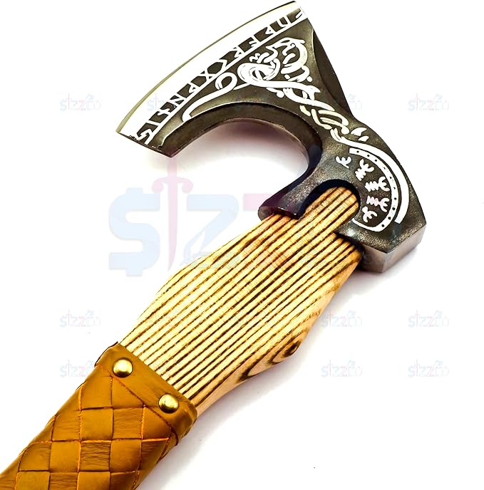 Custom Gift Forged Carbon Steel Viking Style Bearded Axe - Real Hatchet Throwing &amp Camping Axe Best Gift for Anniversary Valentine's Day Birthday with Premium Leather Sheath