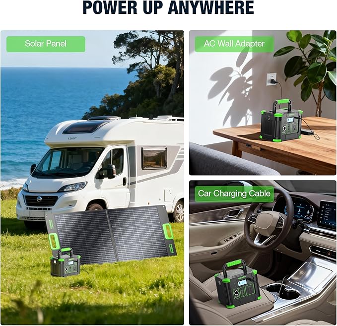 GRECELL Portable Power Station 300W 288Wh Lithium Battery 60W Fast Charging Up to 300W(Peak 600W) AC Outlets Solar Generator for Outdoor Camping RVs Home Use