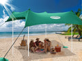 UMARDOO Family Beach Tent Canopy Sun Shade Portable Large Compact Beach Sun Shelter Easy Setup with Packable Bag for Outdoor Travel (Green 10X10 FT. 4Poles)