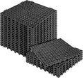 MYFAMIREA Modular Interlocking Cushion 24 Pack 11.8 x 11.8 Rubber Floor Tiles Non-Slip Splicing Drainage Mats for Deck Pool Outdoor Shower Patio Balcony Indoor Bathroom Kitchen Yard (Black)