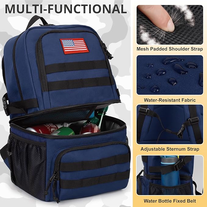Tactical Double Deck Cooler Backpack for MenLarge Lunch Backpack with 2 CompartmentSoft Cooler Bag