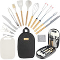 Camping Accessories Kitchen Cooking Utensils Set - Portable Outdoor Camp Cookware Set Silicone Camper Essentials Gear Must Have Supplies for Travel RV BBQ Grill Picnic Hiking