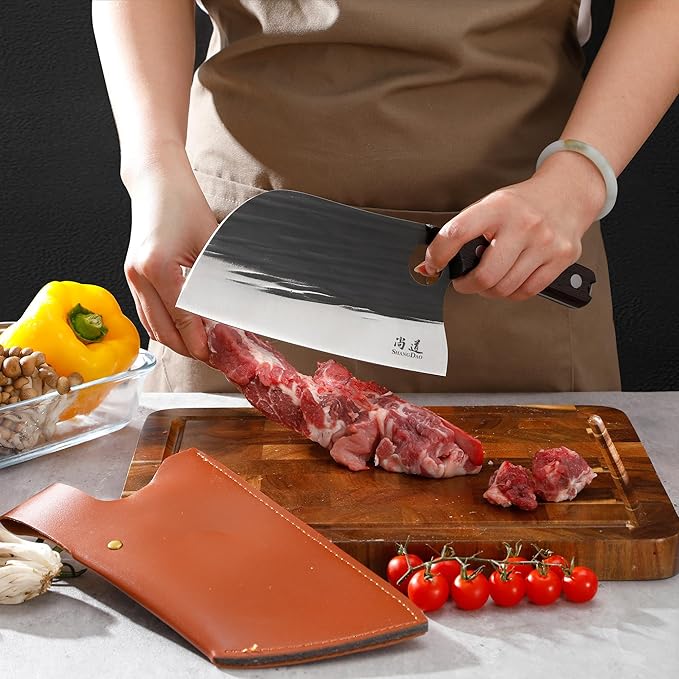 SHANGDAO Meat Cleaver Knife 7.8 Butcher Knife for Meat Cutting High-carbon steel Chopper Knife Vegetable Cleavers Forged Blade &amp Wood Handle Camping Thanksgiving Christmas Gifts
