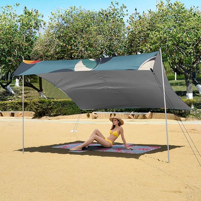 ALAZA Colorful Billiard Beach Tent Sun Shelter Portable Canopy Sunshade for Outdoor Camping Picnics Backyard Fun 10x9 ft