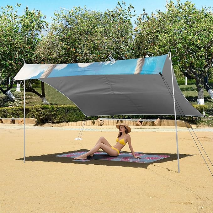ALAZA Cute Zebra Sit and Swing Blue Sky and Cloud Beach Tent Sun Shelter Portable Canopy Sunshade for Outdoor Camping Picnics Backyard Fun 10x9 ft