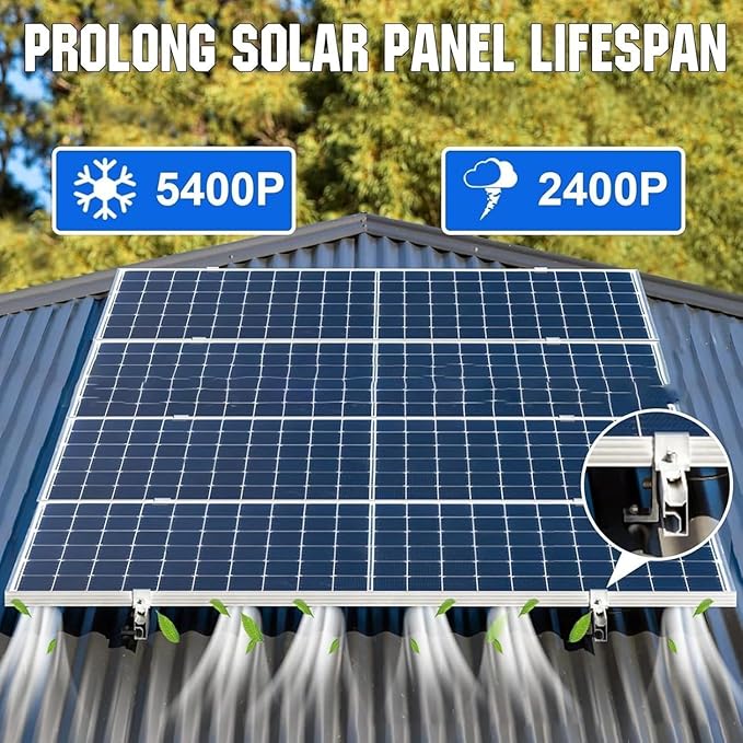 10-Pack Heavy-Duty Aluminum Alloy L-Foot Solar Mounts Photovoltaic Panel Mounting Bracket Photovoltaic Mount Waterproof Solar Panel Bracket for Roof PV System
