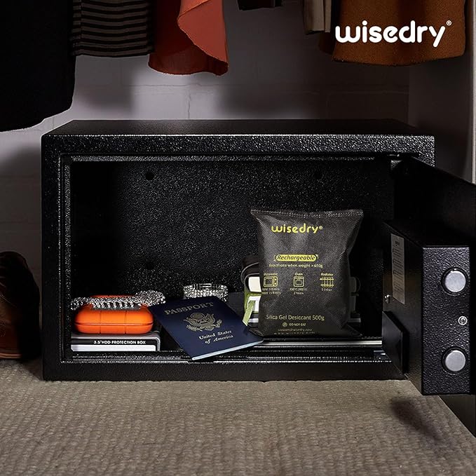 wisedry 2 x 500 Gram [2.2 lbs] Rechargeable Silica Gel Car Dehumidifier Microwave Fast Reactivated Desiccant Packets Large for Gun Safe Closet Basement Garage Storage Moisture Absorber Bag Reusable