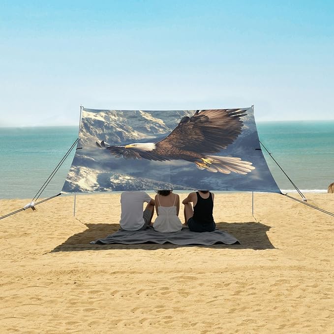 ALAZA Eagles Soars Over The Mountains Beach Tent Sun Shelter Portable Canopy Sunshade for Outdoor Camping Picnics Backyard Fun 10x9 ft