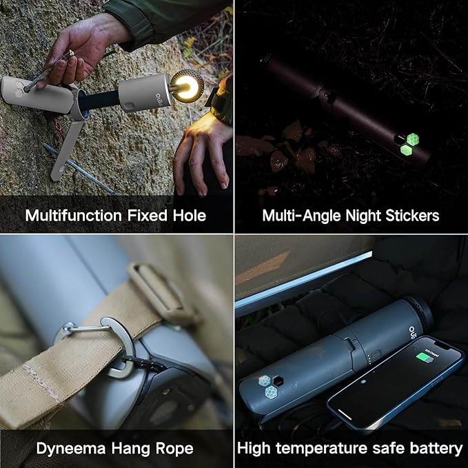 Outask Camping Light Telescopic Collapsible Magnetic Camping Lantern with 12000mAh Battery Telescoping IPX6/IPX7 Waterproof Flashlights Camping Lamp for Emergency Camping Hiking (Military Green)