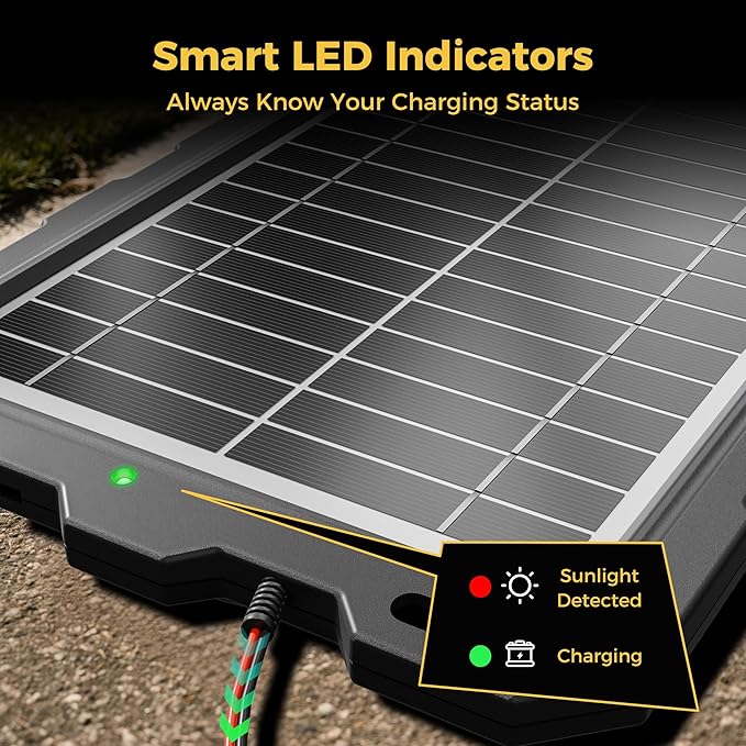SUNAPEX 12V Solar Battery Charge: 10W Waterproof Portable Solar Panel Kit - Battery Maintainer Trickle Charger - with Upgrade Built in Charge Controller for Car Boat RV Trailer Automotive Motorcycle